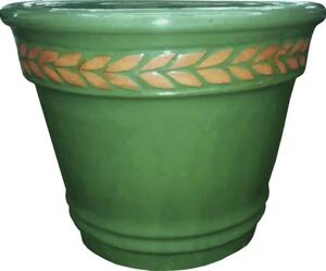 Ghiveci cu model frunze Lafiora Ø 36 cm H 29 cm ceramică verde