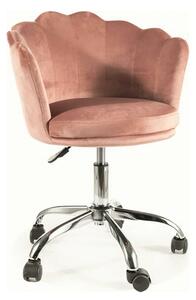 Scaun birou ROSE, roz/crom, stofa catifelata/metal, 56x41x74/83 cm