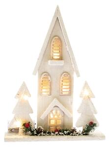 Căsuță din lemn cu LED Christmas cottage albă, 36 x 27 x 7 cm