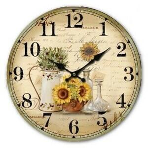 Ceas de perete Sunflower, diam. 34 cm, lemn