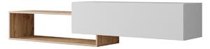 Comodă TV Pinos, Stejar Wotan, Alb, PAL laminat, 48x210x35cm, 29 kg