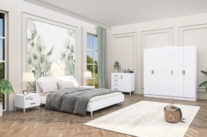 Set dormitor Lavinia 002, alb, PAL, format din pat 160, dulap, comoda