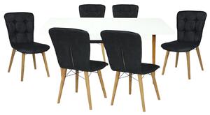 Set masă extensibilă Aris Alb cu 6 scaune Artur Negru