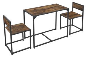 Set masa de bucatarie cu masa si 2 scaune - aspect lemn antic