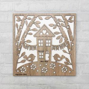 DUBLEZ | Tablou din lemn cu inscripții personalizate - Our Home