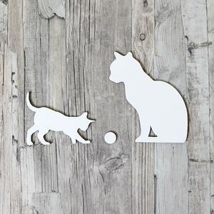 DUBLEZ | Autocolant din lemn pentru perete - 2 pisici