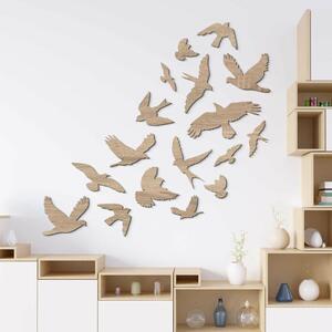 DUBLEZ | Autocolant păsări din lemn pentru perete 8 buc