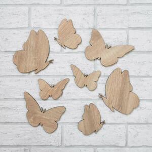 DUBLEZ | Autocolant din lemn - Fluturi pentru perete 8 buc