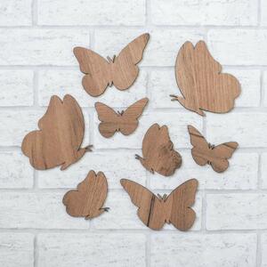 DUBLEZ | Autocolant din lemn - Fluturi pentru perete 8 buc