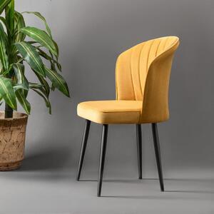 Set 4 scaune RUBI, galben/negru, stofa catifelata/metal, 52x42x85 cm