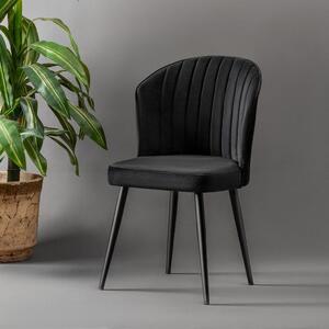 Set 2 scaune RUBI, negru, stofa catifelata/metal, 52x42x85 cm