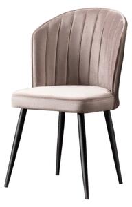 Set 2 scaune RUBI, gri deschis/negru, stofa catifelata/metal, 52x42x85