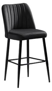 Set 2 scaune bar VENTO, gri antracit/negru, stofa catifelata/metal, 49