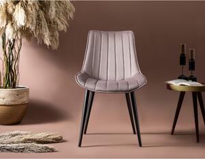 Set 2 scaune VENUS, crem/negru, stofa catifelata/metal, 51x45x90 cm