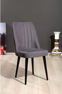 Set 2 scaune POLO, gri/negru, stofa catifelata/metal, 46x45x92 cm