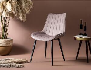 Set 2 scaune VENUS, crem/negru, stofa catifelata/metal, 51x45x90 cm