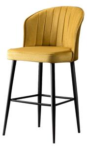Set 2 scaune bar RUBI, galben/negru, stofa catifelata/metal, 52x42x97