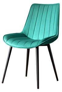 Set 2 scaune VENUS, verde/negru, stofa catifelata/metal, 51x45x90 cm