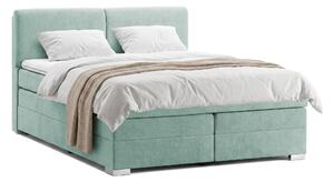 Pat Boxspring Charlotte, cu ladă de depozitare, saltea și topper incluse, Menta-Enjoy / 140x200