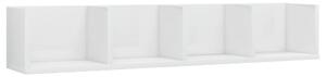 Raft de perete CD-uri, alb extralucios, 100 x 18 x 18 cm, PAL