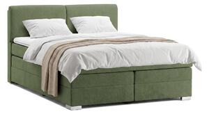 Pat Boxspring Charlotte, cu ladă de depozitare, saltea și topper incluse, Verde-Enjoy / 140x200
