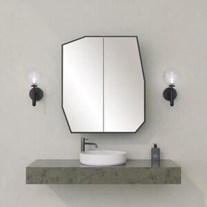Dulap de baie 552NOS1219, negru, sticla, cu oglinda, 45x12x50 cm