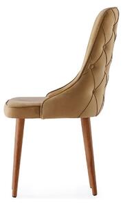Set 4 scaune SEYHAN, maro/nuc, stofa catifelata, 52x50x98 cm
