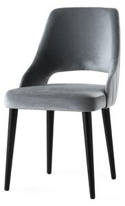 Set 4 scaune ACELYA, gri/negru, stofa catifelata/lemn, 50x50x90 cm