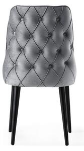 Set 4 scaune SEYHAN, gri/negru, stofa catifelata, 52x50x98 cm