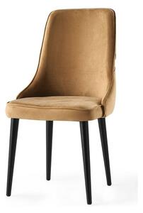 Set 4 scaune SEYHAN, maro/negru, stofa catifelata, 52x50x98 cm
