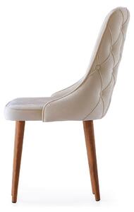 Set 4 scaune SEYHAN, crem/nuc, stofa catifelata, 52x50x98 cm