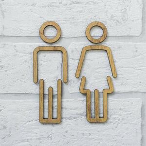 DUBLEZ | Semn indicator din lemn pentru ușa WC - Femei/Bărbați
