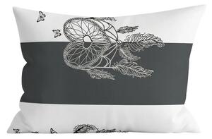 Fata de perna din policoton TIRSO POLY 50x70 cm, buton alb-gri
