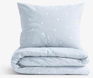 Goldea lenjerie de pat 100% bumbac - buline pe fundal albastru-cer 150 x 200 și 50 x 60 cm