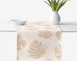 Goldea napron de masă 100% bumbac - frunze tropicale pe bej 20x120 cm