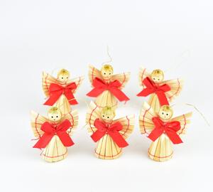 Set ornamente de Crăciun, Figurine din paie 5,5cm, 6 buc