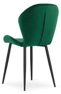 Scaun de masa din catifea verde cu picioare negre, TERNI