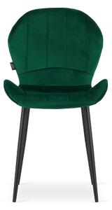 Scaun de masa din catifea verde cu picioare negre, TERNI