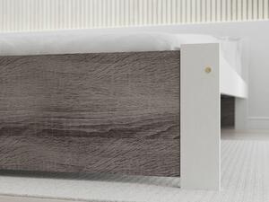 Pat de o persoana alb/stejar trufa, IKAROS 120 x 200 cm Saltele: fără saltea, Somiera pat: Fara somiera