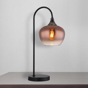 Globo Lampa de masă Maxy, cupru/negru, sticlă, înălțime 54 cm, soclu E27, Cupru, Camera de zi / sufragerie, Sticlă