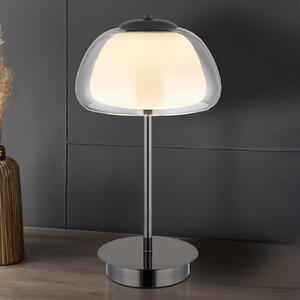 Globo Lampa de birou cu LED Avila, gri fumuriu/negru, sticlă, CCT, dimabil, reglabil, Gri, Camera de zi / sufragerie, Sticlă