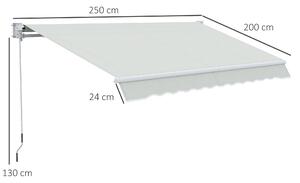 Outsunny Copertina pentru soare cu brate si actionare manuala, din aluminiu si poliester pentru exterior, 200x250 cm, alb crem | AOSOM RO