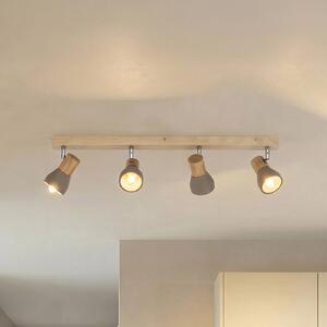 Lindby Spot Filiz, 4 becuri, 77 cm, lemn, beton, E14, reglabil, Gri, dormitor, Beton, Scandinavă