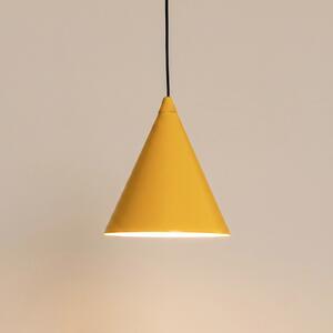 ALDEX Lampă suspendată Form, galben muștar, metal, Ø 24 cm, conică, E27, reglabil, Galben, Camera de zi / sufragerie, Metal