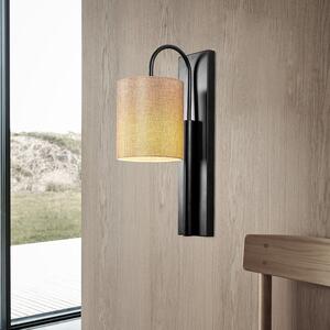 Lampa de perete Baston-3461, negru/crem, metal/material textil, 14x20x