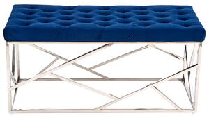 Banca tapitata MILAGRO, argintiu/albastru marin, 98x44x47 cm