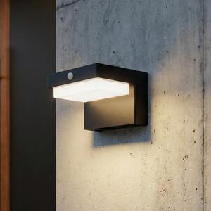 Lindby LED lampă solară de perete Eleazar, negru, senzor, dimabil, Negru, Aluminiu, Modern