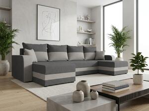 Coltar extensibil in forma de U VALERIO, gri inchis/gri deschis, 305x140 cm