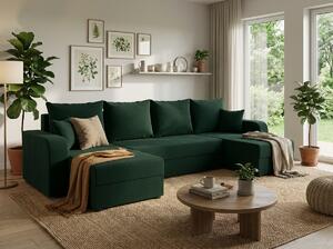 Coltar extensibil in forma de U VALERIO, verde inchis, 305x140 cm