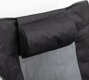 Scaun pentru camping Outsunny, spatar inclinabil si suport picioare, negru 58x148x90cm | Aosom RO